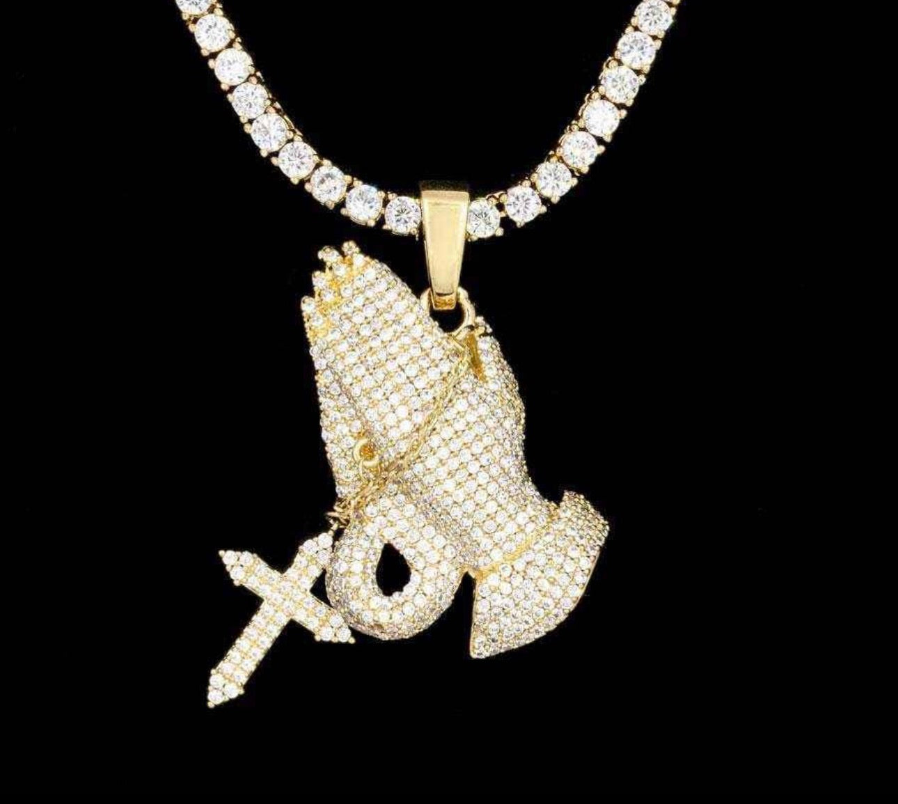 Iced Prayer Gesture Cross Hip Hop Pendant Jewelry- Miles Jewellery