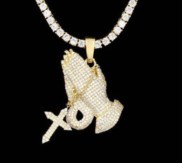 Iced Prayer Gesture Cross Hip Hop Pendant Jewelry- Miles Jewellery
