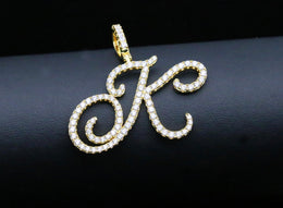 Iced Out Script Letter Pendant – Copper CZ- Miles Jewellery