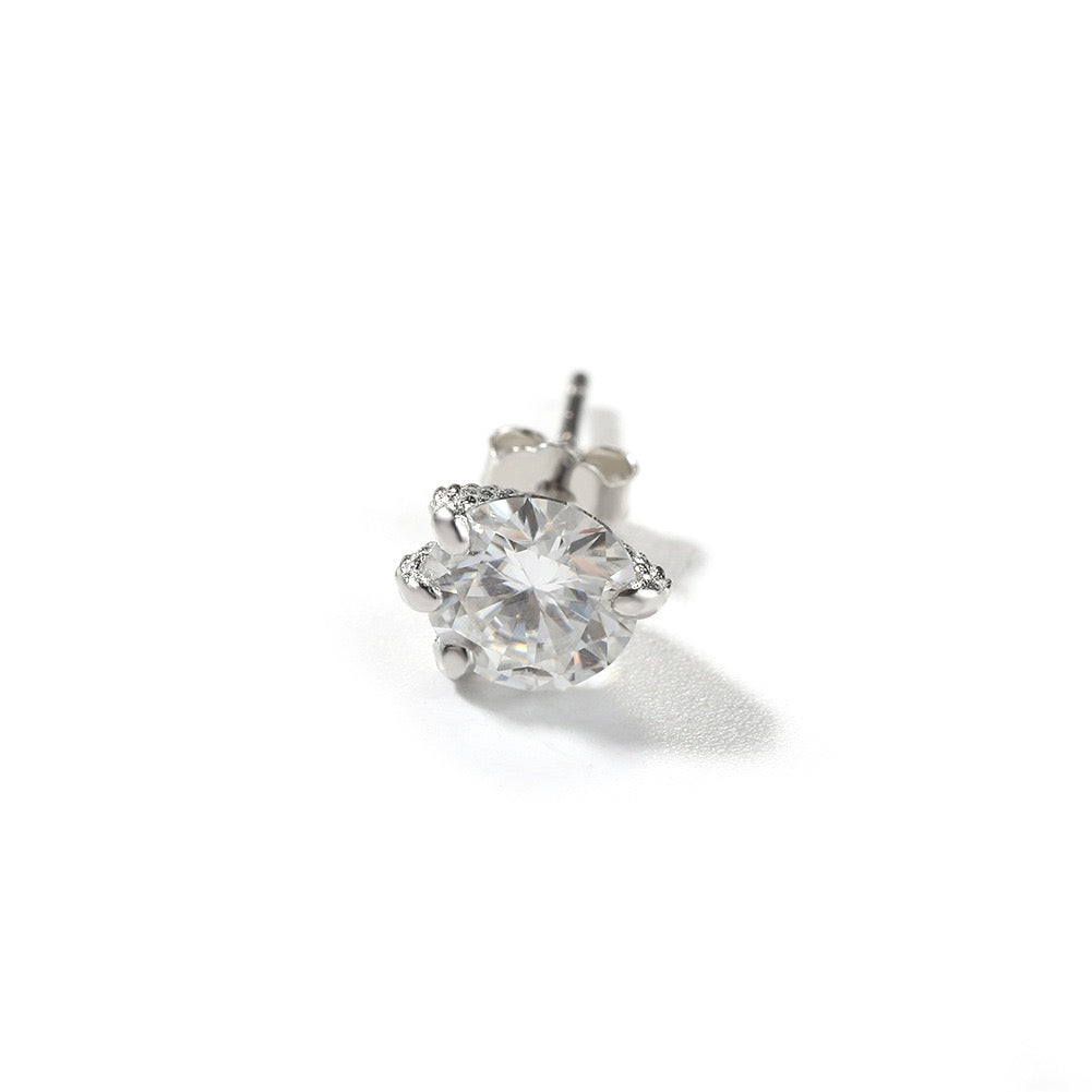 Dragon Claw Moissanite Stud Earrings – 925 Sterling Silver- Miles Jewellery
