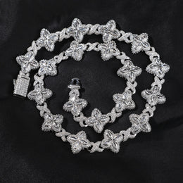 Iced Large Clover Chain – Colorful CZ Lucky Clover Necklace- Miles Jewellery