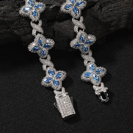 Iced Large Clover Chain – Colorful CZ Lucky Clover Necklace- Miles Jewellery