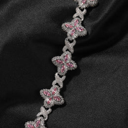 Iced Large Clover Chain – Colorful CZ Lucky Clover Necklace- Miles Jewellery