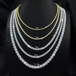 2-6.5mm Certified VVS1 D Moissanite Tennis Chain – 925 Sterling Silver Necklace- Miles Jewellery
