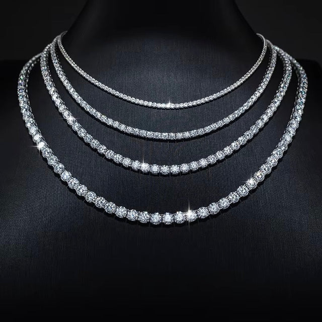 6mm silver moissanite tennis chain with VVS1 D color stones