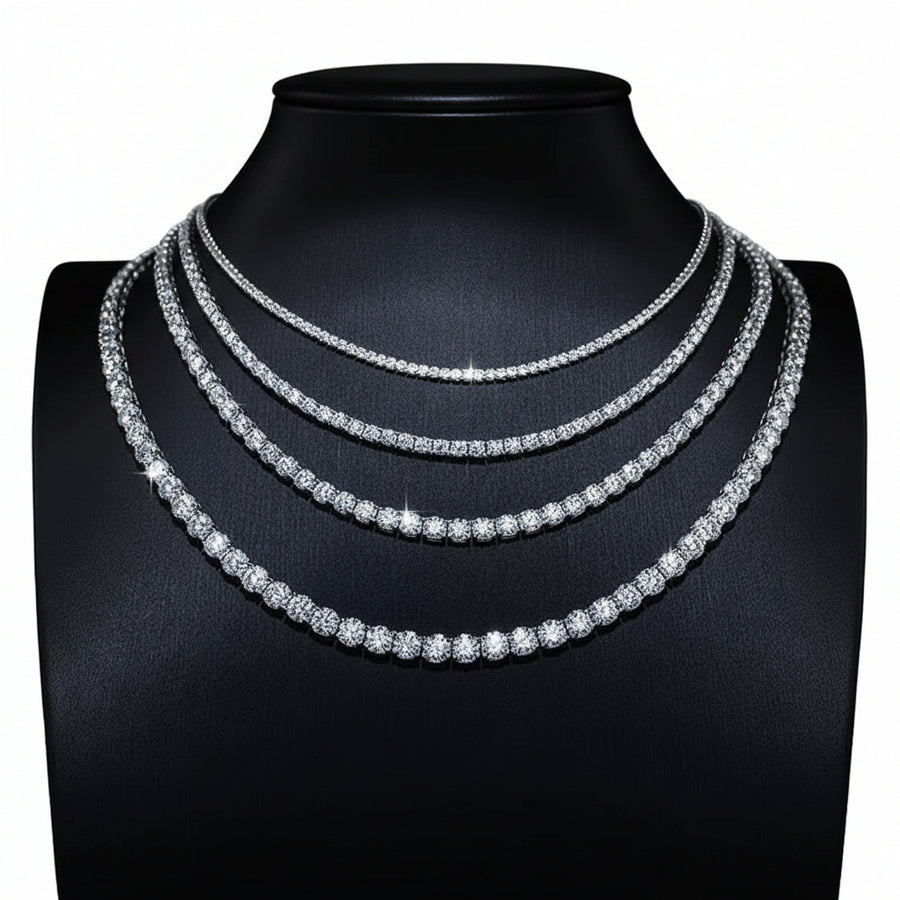 2-6mm silver moissanite tennis chain with VVS1 D color stones