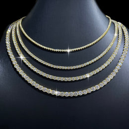 6mm gold moissanite tennis chain with VVS1 D color stones