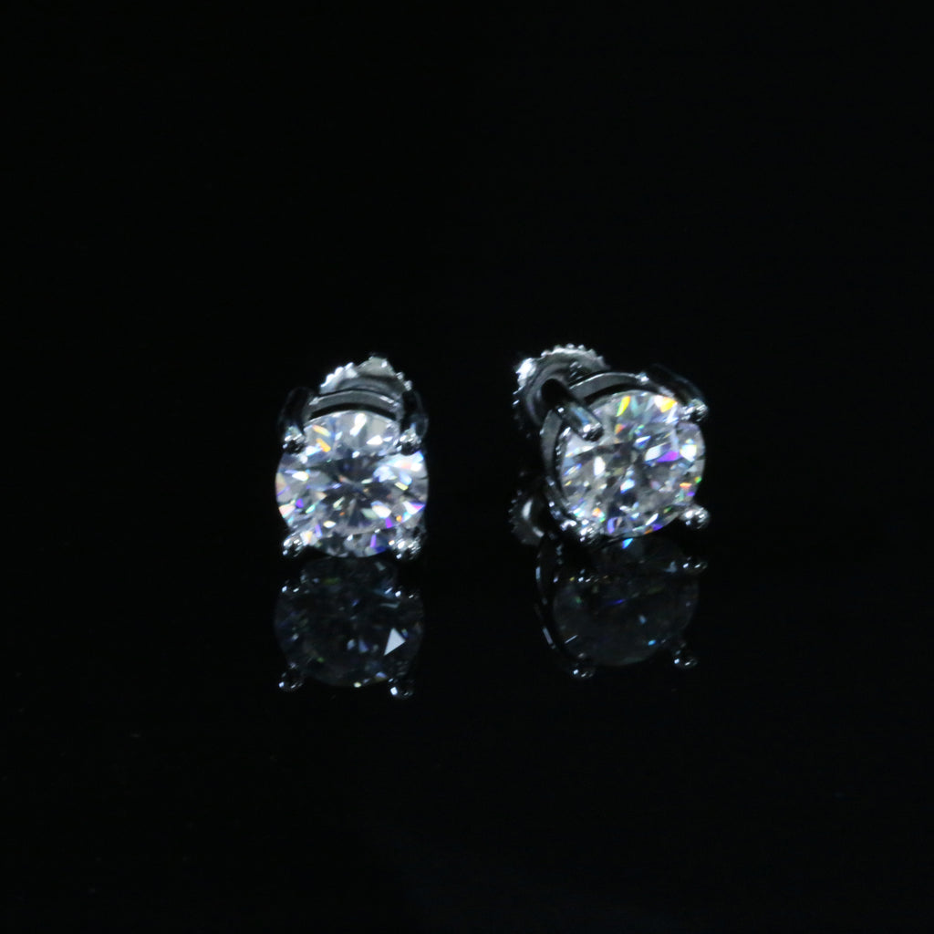 Certified VVS1 D Moissanite Stud Earrings – 925 Sterling Silver Earrings- Miles Jewellery