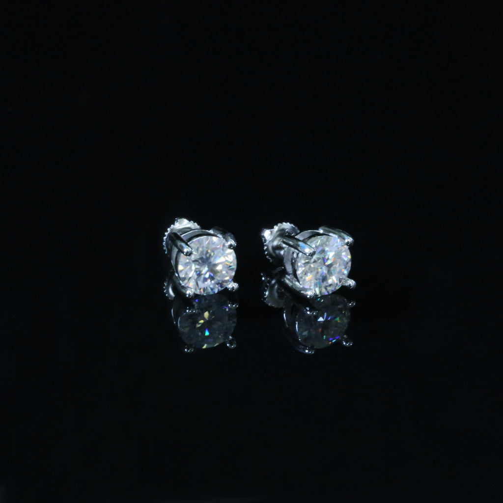 Certified VVS1 D Moissanite Stud Earrings – 925 Sterling Silver Earrings- Miles Jewellery