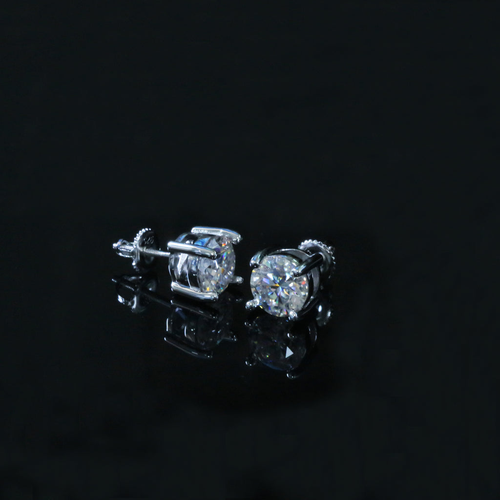 Certified VVS1 D Moissanite Stud Earrings – 925 Sterling Silver Earrings- Miles Jewellery