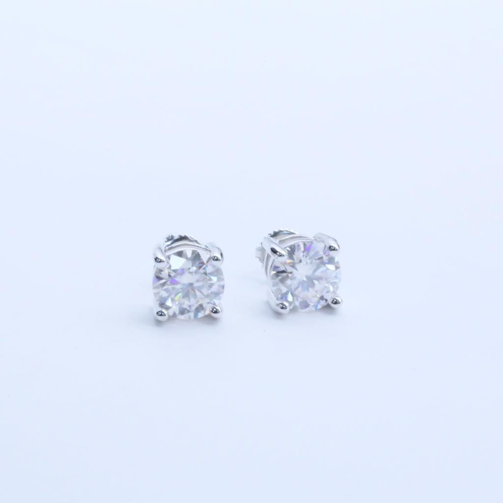 Certified VVS1 D Moissanite Stud Earrings – 925 Sterling Silver Earrings- Miles Jewellery