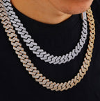 16mm Iced Cuban Link Chain – 3 Row CZ Hip Hop Necklace- Miles Jewellery