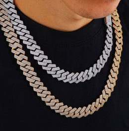 16mm Iced Cuban Link Chain – 3 Row CZ Hip Hop Necklace- Miles Jewellery