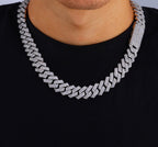 16mm Iced Cuban Link Chain – 3 Row CZ Hip Hop Necklace- Miles Jewellery