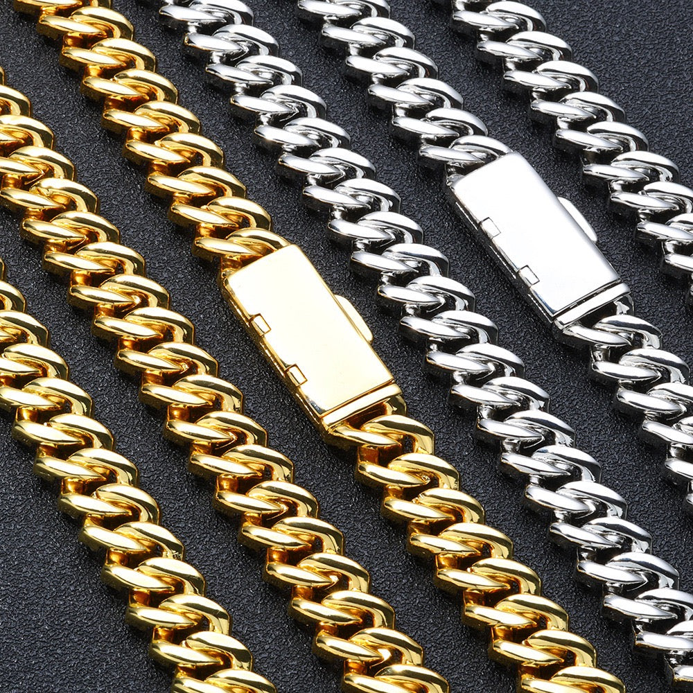 16mm Iced Cuban Link Chain – 3 Row CZ Hip Hop Necklace- Miles Jewellery