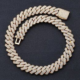 20mm Iced Cuban Link Chain – 3 Row CZ Cuban Necklace- Miles Jewellery