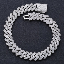 20mm Iced Cuban Link Chain – 3 Row CZ Cuban Necklace- Miles Jewellery