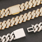20mm Iced Cuban Link Chain – 3 Row CZ Cuban Necklace- Miles Jewellery