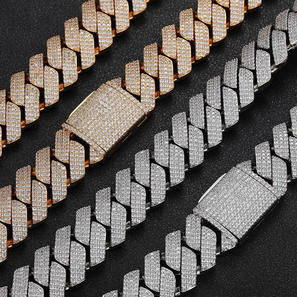 25mm Iced Cuban Link Chain – 3 Row CZ Cuban Necklace- Miles Jewellery