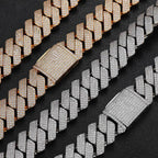 25mm Iced Cuban Link Chain – 3 Row CZ Cuban Necklace- Miles Jewellery