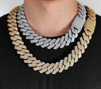 25mm Iced Cuban Link Chain – 3 Row CZ Cuban Necklace- Miles Jewellery