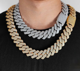 25mm Iced Cuban Link Chain – 3 Row CZ Cuban Necklace- Miles Jewellery