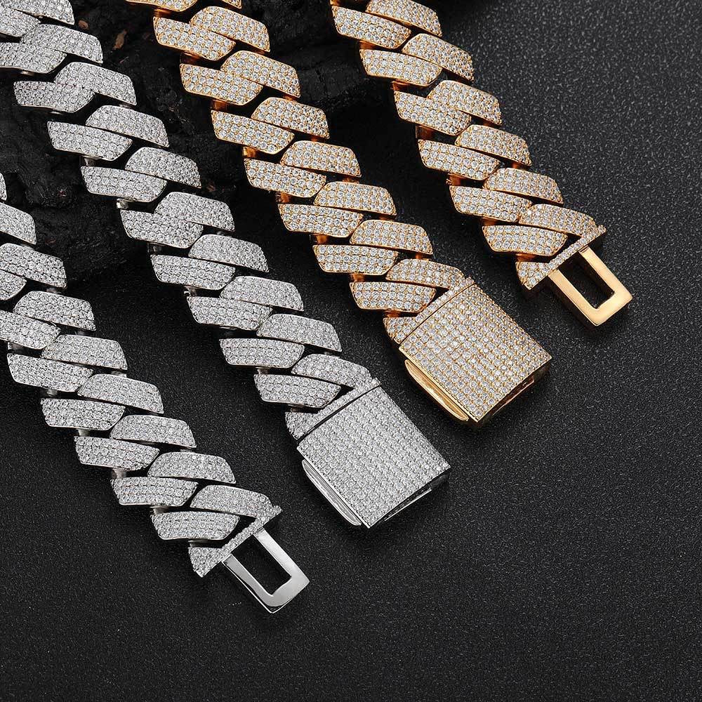 25mm Iced Cuban Link Chain – 3 Row CZ Cuban Necklace- Miles Jewellery