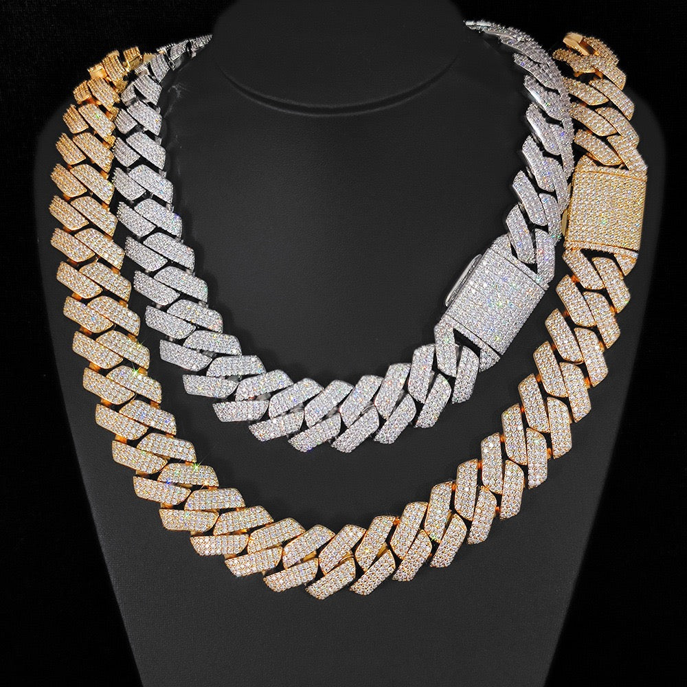25mm Iced Cuban Link Chain – 3 Row CZ Cuban Necklace- Miles Jewellery
