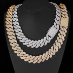 25mm Iced Cuban Link Chain – 3 Row CZ Cuban Necklace- Miles Jewellery