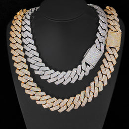 25mm Iced Cuban Link Chain – 3 Row CZ Cuban Necklace- Miles Jewellery