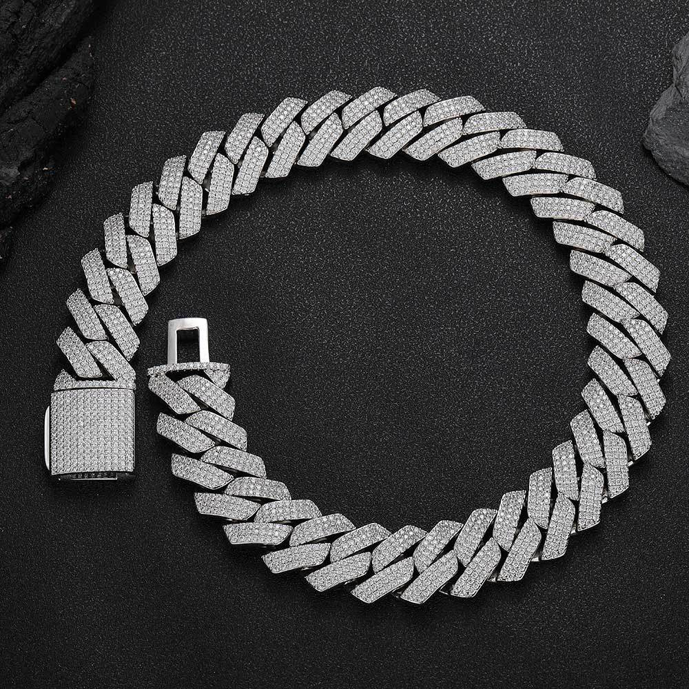 25mm Iced Cuban Link Chain – 3 Row CZ Cuban Necklace- Miles Jewellery