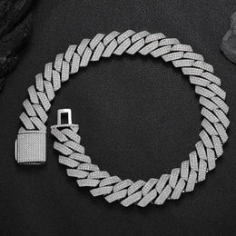 25mm Iced Cuban Link Chain – 3 Row CZ Cuban Necklace- Miles Jewellery