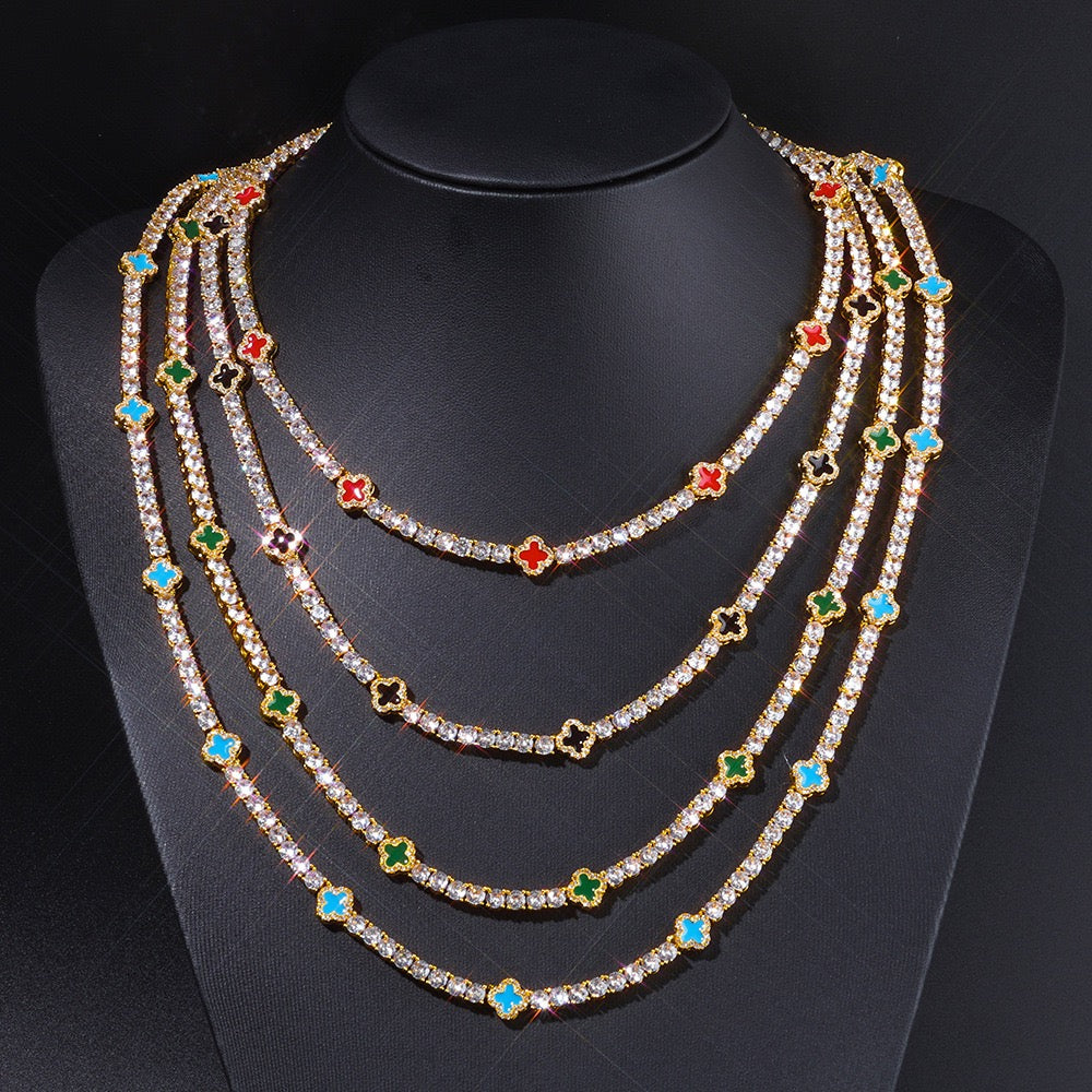 Four-Leaf Clover Lucky Tennis Chain- Miles Jewellery