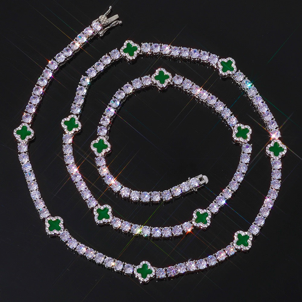 Four-Leaf Clover Lucky Tennis Chain- Miles Jewellery