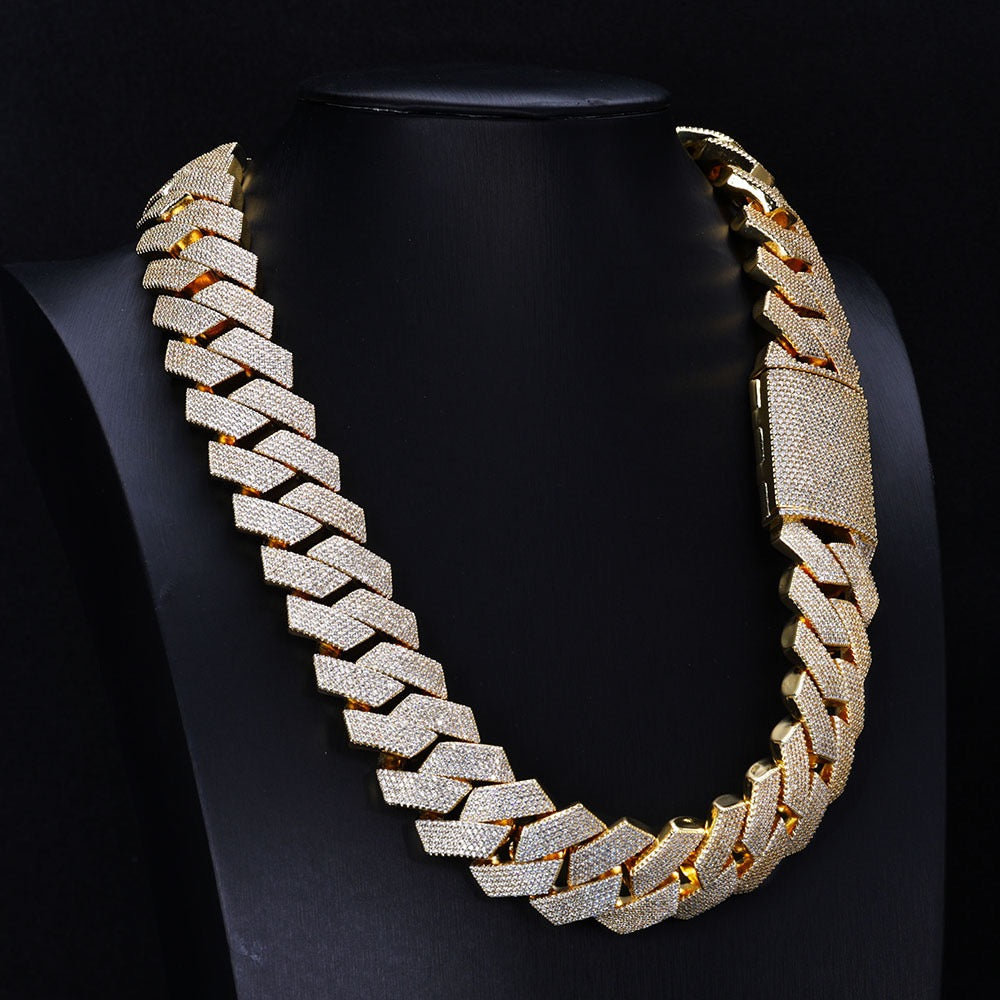 26mm Iced Cuban Link Chain – 6 Row CZ Cuban Necklace- Miles Jewellery