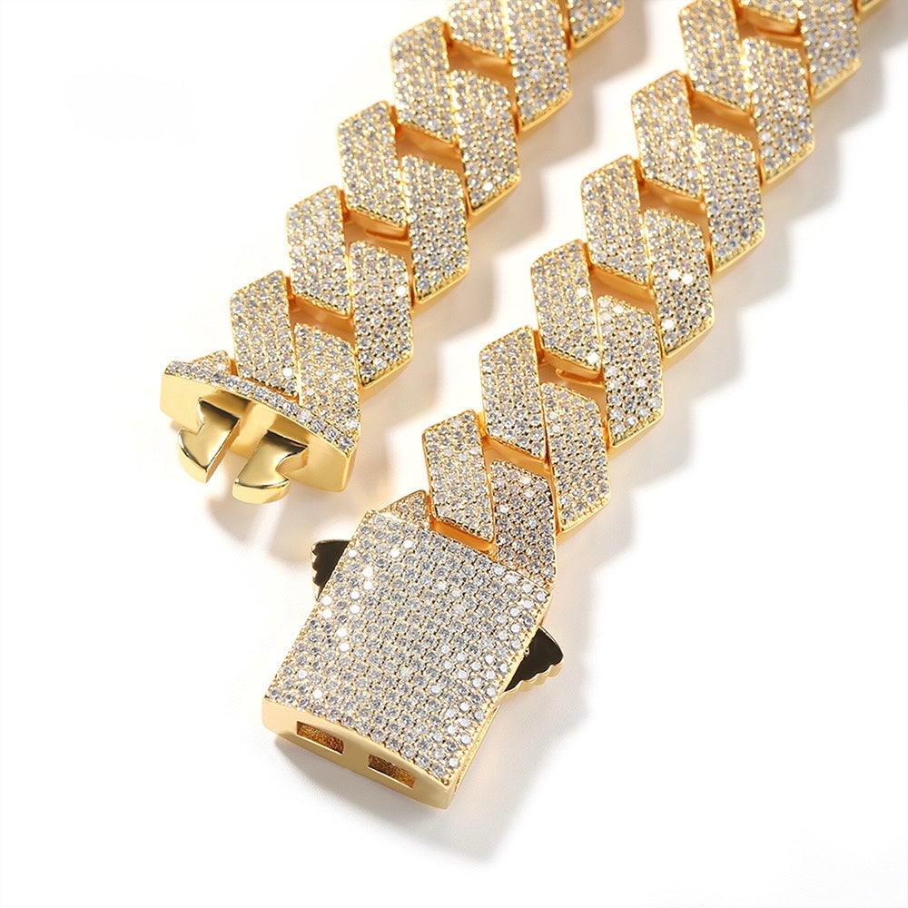 19mm Iced Cuban Link Chain – 4 Row CZ Cuban Necklace- Miles Jewellery
