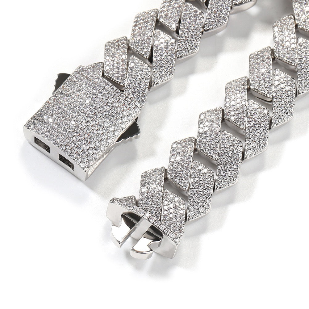 19mm Iced Cuban Link Chain – 4 Row CZ Cuban Necklace- Miles Jewellery