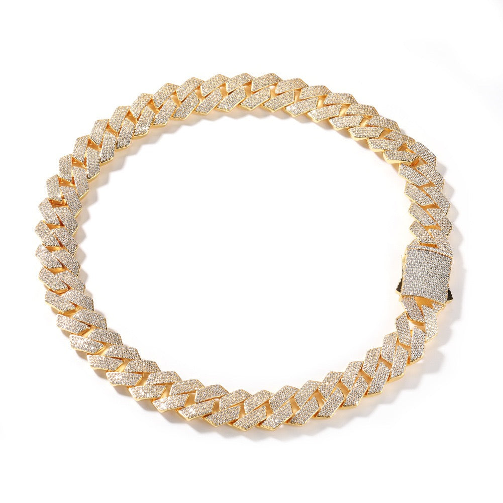 19mm Iced Cuban Link Chain – 4 Row CZ Cuban Necklace- Miles Jewellery