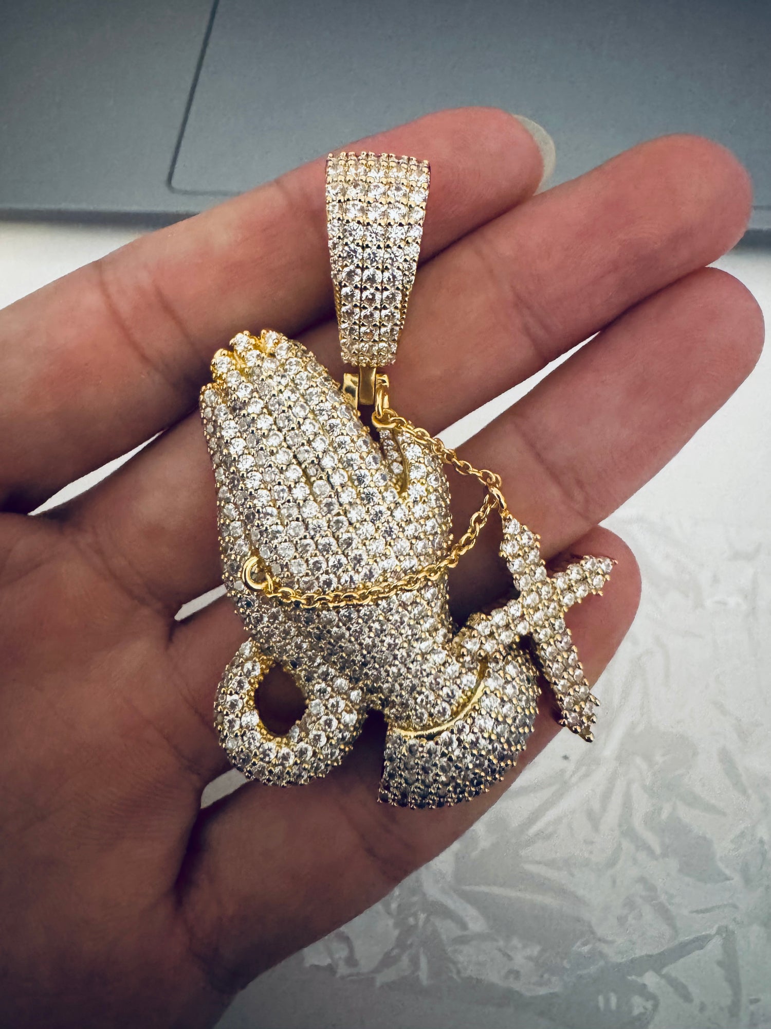 Iced Prayer Gesture Cross Hip Hop Pendant Jewelry- Miles Jewellery
