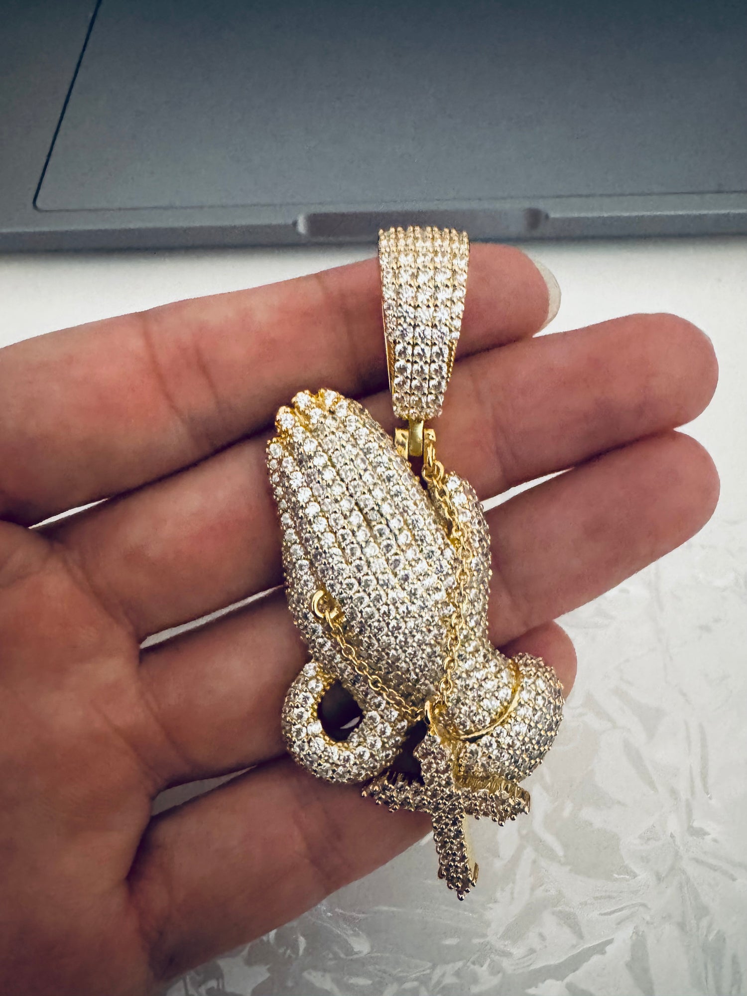 Iced Prayer Gesture Cross Hip Hop Pendant Jewelry- Miles Jewellery