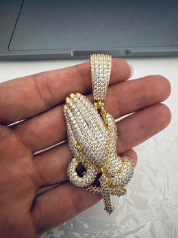Iced Prayer Gesture Cross Hip Hop Pendant Jewelry- Miles Jewellery
