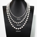 Iced Moissanite Bead Necklace - 925 Sterling Silver, 4mm 8mm 10mm- Miles Jewellery