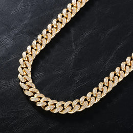 12mm Iced Miami Cuban Chain – Double Row CZ- Miles Jewellery