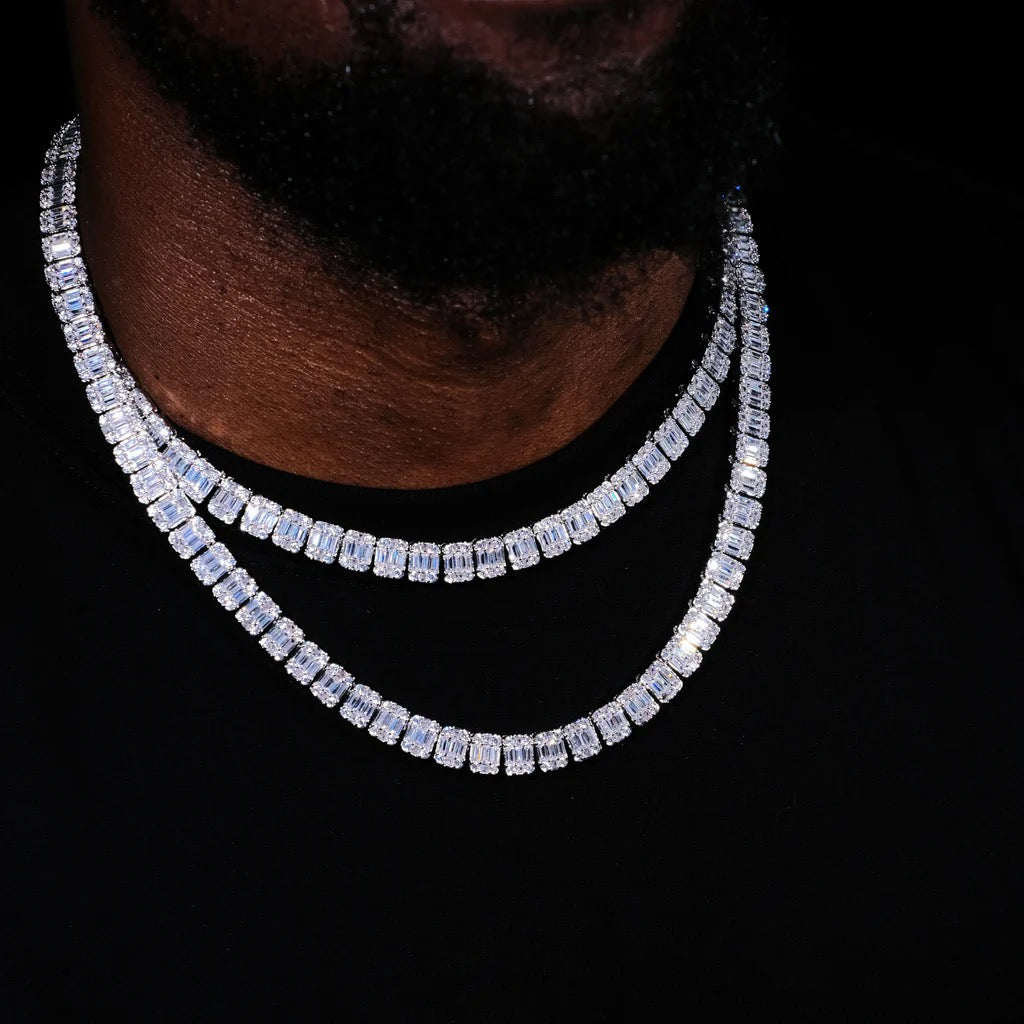 8mm Iced Square Baguette Chain Necklace- Miles Jewellery