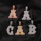 Iced Large Initial Pendant - baguette CZ- Miles Jewellery
