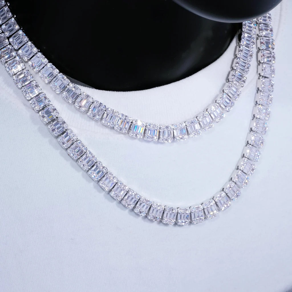 8mm Iced Square Baguette Chain Necklace- Miles Jewellery