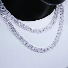8mm Iced Square Baguette Chain Necklace- Miles Jewellery