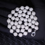 Iced Moissanite Bead Necklace - 925 Sterling Silver, 4mm 8mm 10mm- Miles Jewellery