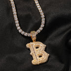 Iced Large Initial Pendant - baguette CZ- Miles Jewellery