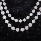 Iced Moissanite Bead Necklace - 925 Sterling Silver, 4mm 8mm 10mm- Miles Jewellery